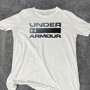 Under Armour White Tee with Black Logo heathear.